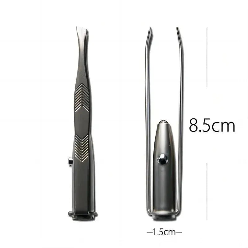 1pc Portable Stainless Steel Smart Design Eyebrow Hair Remove Tweezer With LED Light Makeup Tool upscaleclicks