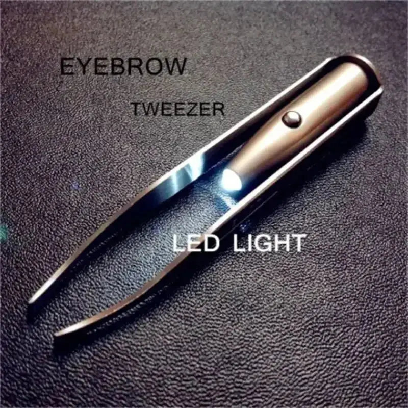 1pc Portable Stainless Steel Smart Design Eyebrow Hair Remove Tweezer With LED Light Makeup Tool upscaleclicks