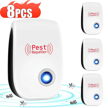 2-8PCS Plug Electric Ultrasonic Pest Repeller Anti Mosquito Rodent Control Indoor Bug Cockroach Insect Killer Zapper Repellent upscaleclicks