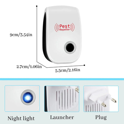 2-8PCS Plug Electric Ultrasonic Pest Repeller Anti Mosquito Rodent Control Indoor Bug Cockroach Insect Killer Zapper Repellent upscaleclicks