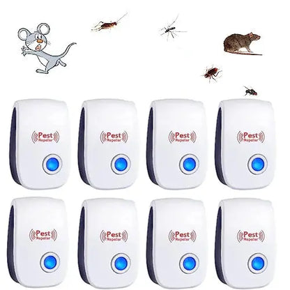 2-8PCS Plug Electric Ultrasonic Pest Repeller Anti Mosquito Rodent Control Indoor Bug Cockroach Insect Killer Zapper Repellent upscaleclicks
