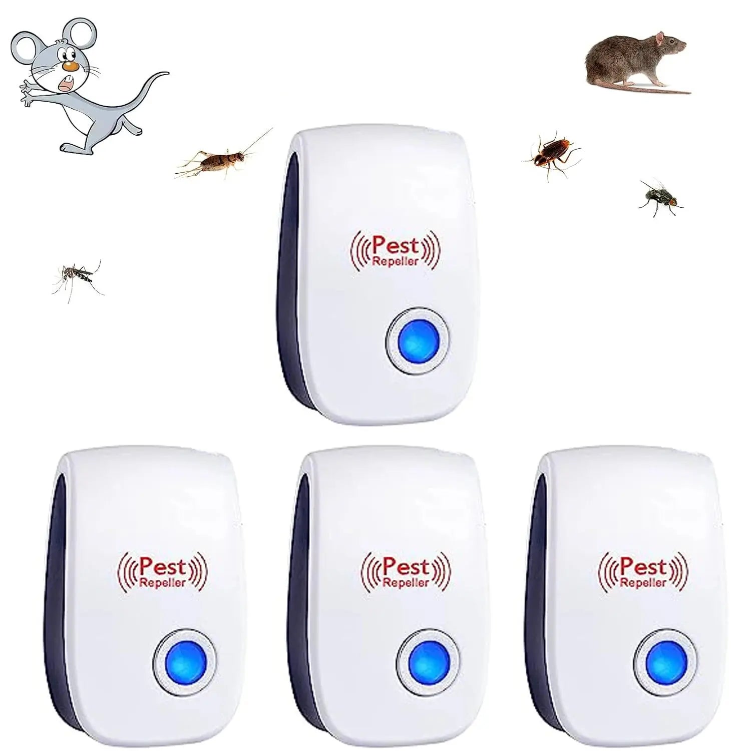 2-8PCS Plug Electric Ultrasonic Pest Repeller Anti Mosquito Rodent Control Indoor Bug Cockroach Insect Killer Zapper Repellent upscaleclicks