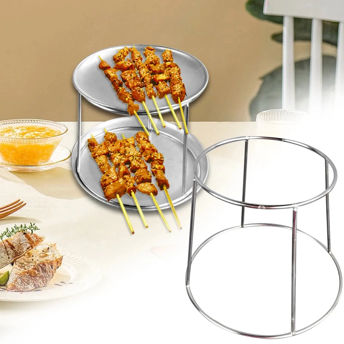 2 Tier Food Serving Riser Tray Riser Lightweight Stand Multipurpose Seafood Tray Rack for Snack Pizza Dessert Cupcake Cafe upscaleclicks