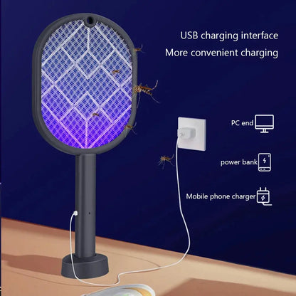 2-in-1 Electric Insect Racket Swatter Zapper 4000V USB Rechargeable Summer Mosquito Swatter Kill Fly Bug Zapper Mosquito Racket upscaleclicks