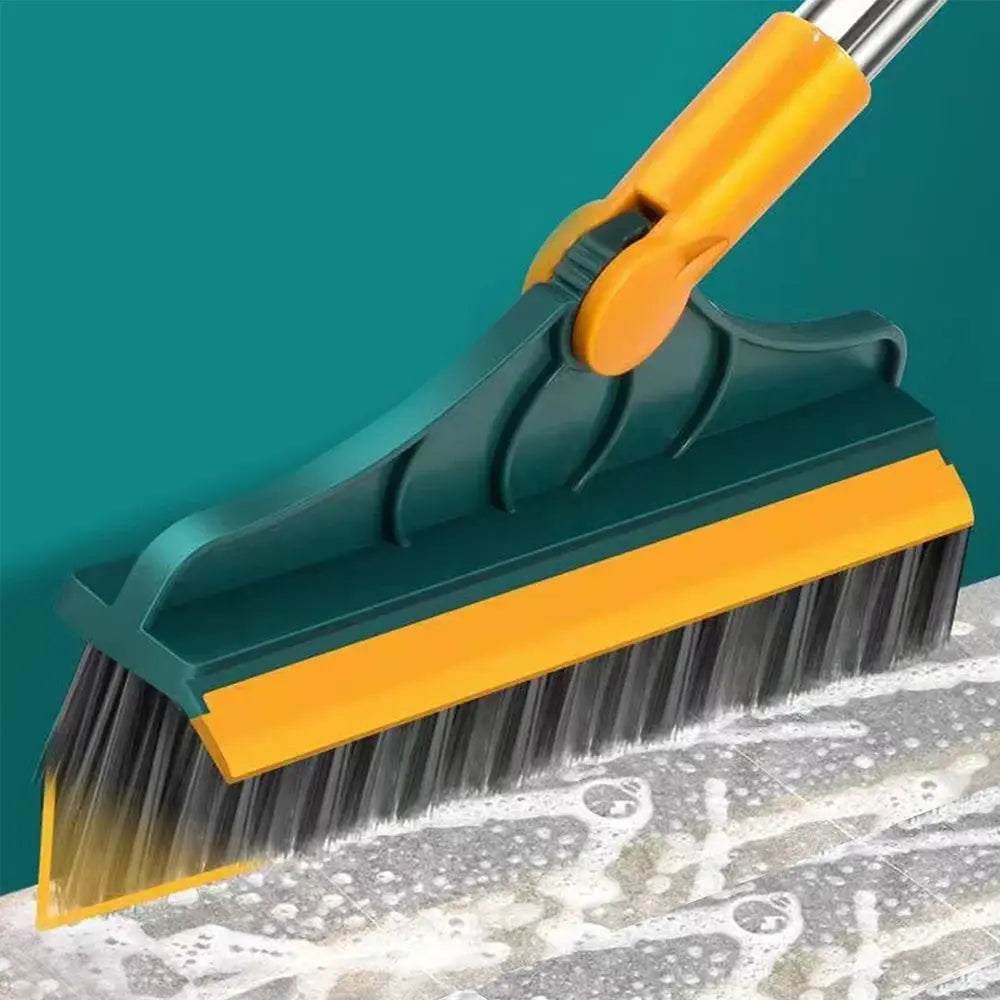 2 in 1 Floor Scrub Brush with Long Handle Brush Scrape V-Shape Stiff Bristle Rotating Cleaning Brush with Squeegee Tile Tools upscaleclicks