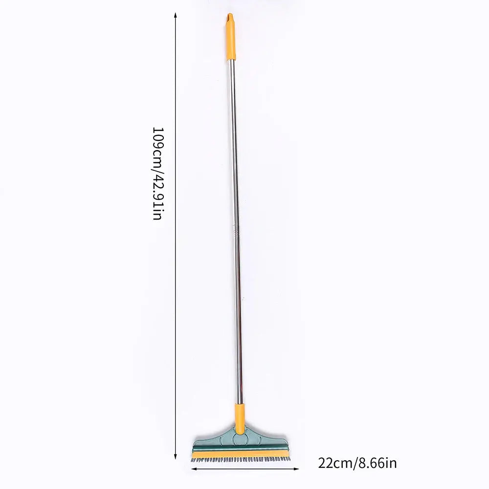 2 in 1 Floor Scrub Brush with Long Handle Brush Scrape V-Shape Stiff Bristle Rotating Cleaning Brush with Squeegee Tile Tools upscaleclicks
