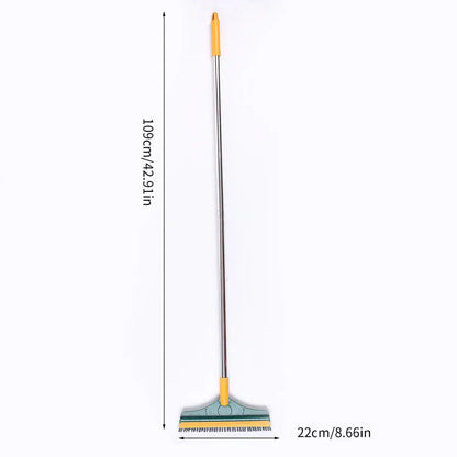 2 in 1 Floor Scrub Brush with Long Handle Brush Scrape V-Shape Stiff Bristle Rotating Cleaning Brush with Squeegee Tile Tools upscaleclicks