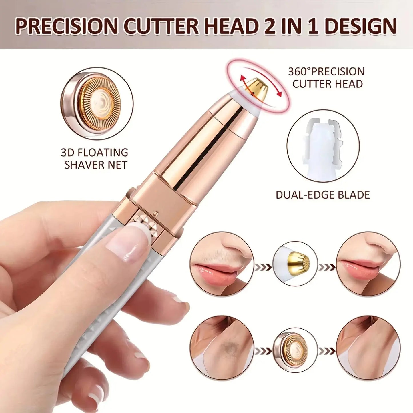 2 in 1 Multifunctional Lipstick Shaver with LED Light Armpit Hair Leg Hair Shaver Electric Eyebrow Shaver Women's Hair Remover upscaleclicks