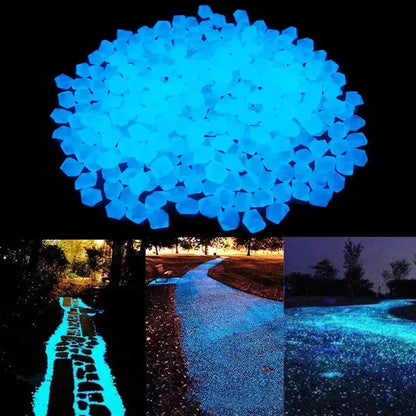 200PCS Diamond Luminous Stones Glowing Garden Decor Shiny Pebble Stone Aquarium Fish Tank Supplies Fairy Gravel Rocks Home Path upscaleclicks
