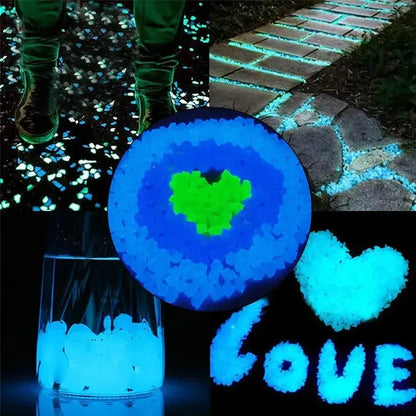 200PCS Diamond Luminous Stones Glowing Garden Decor Shiny Pebble Stone Aquarium Fish Tank Supplies Fairy Gravel Rocks Home Path upscaleclicks