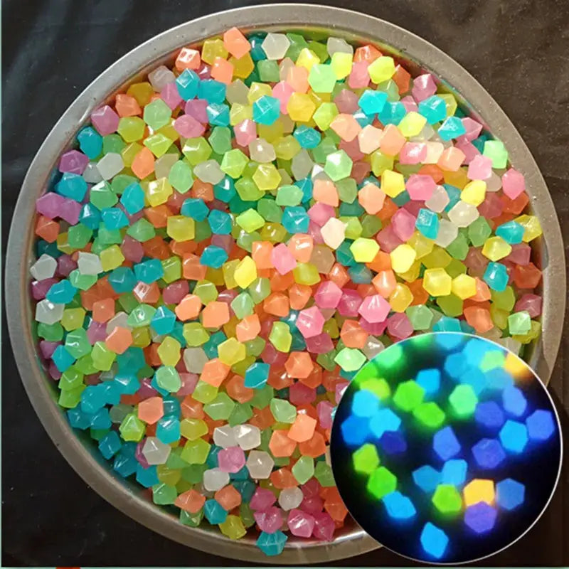 200PCS Diamond Luminous Stones Glowing Garden Decor Shiny Pebble Stone Aquarium Fish Tank Supplies Fairy Gravel Rocks Home Path upscaleclicks