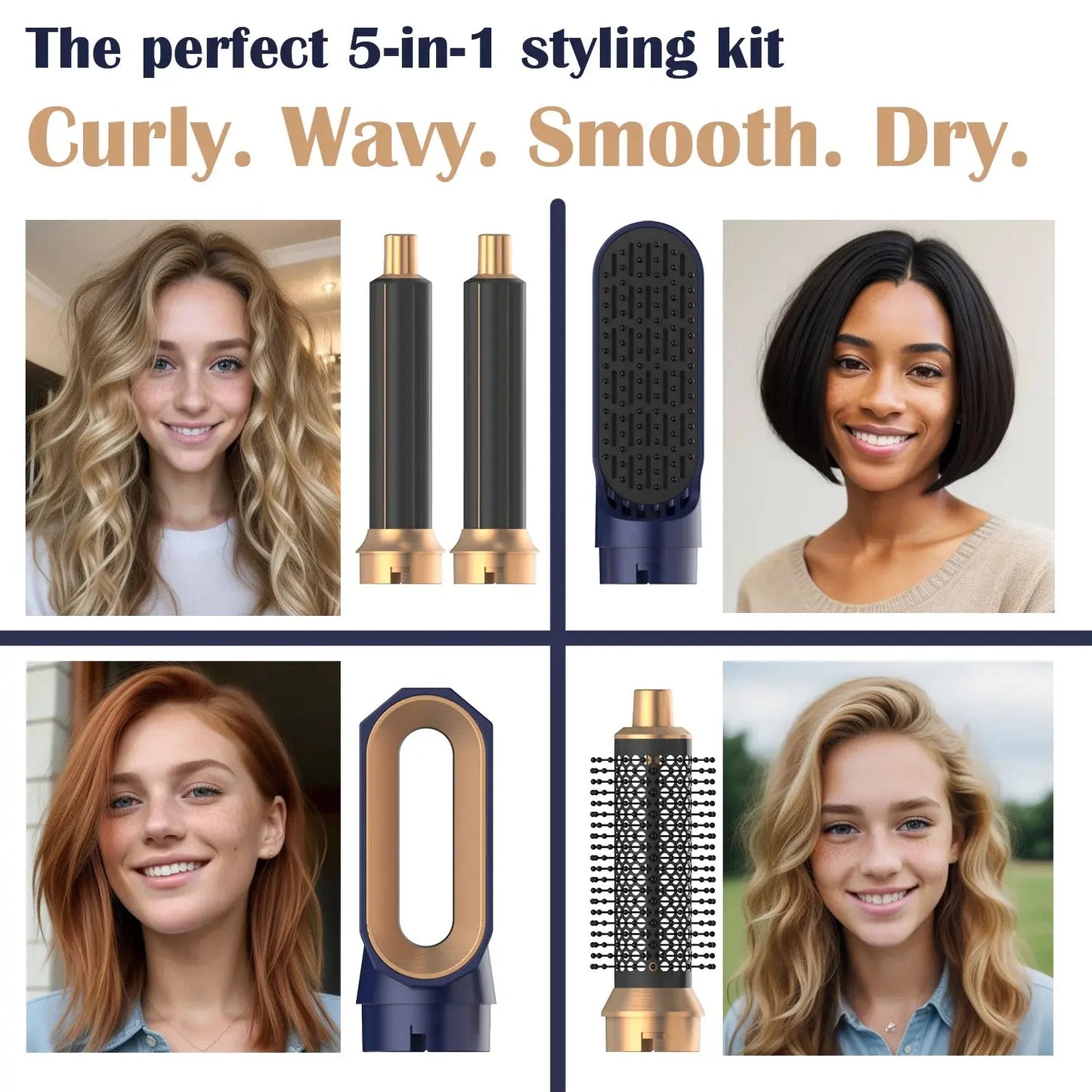 2024 New 5-in-1 Hair Dryer Hot Comb Set Professional Curling Iron Hair Straightener Styling Tool for Dyson Airwrap Hair Dryer Ho upscaleclicks