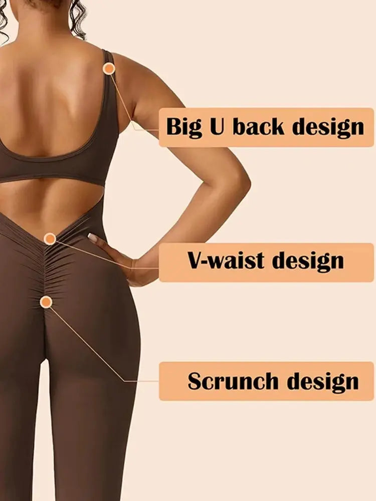 2025 Summer New Women's Slim Hip Lift Backless Bodysuit Sexy Hottie Pullover Bodysuit Sports Yoga Wear upscaleclicks
