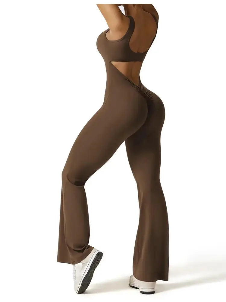 2025 Summer New Women's Slim Hip Lift Backless Bodysuit Sexy Hottie Pullover Bodysuit Sports Yoga Wear upscaleclicks