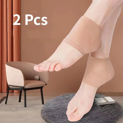 2Pcs Heel Protective Cover Foot Heels Socks Pain Relief Feet Care Sock Black Silicone Anti-Crack Moisturizing Shoe Pads Unisex upscaleclicks