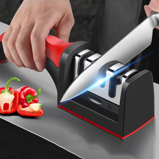 3-Segment Knife Sharpener Knife Sharpeners for Kitchen Knives Stainless Steel Three-Purpose Sharpening Stone for Kitchen Tools upscaleclicks
