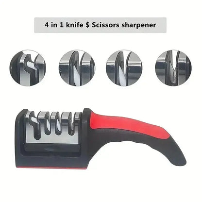3-Segment Knife Sharpener Knife Sharpeners for Kitchen Knives Stainless Steel Three-Purpose Sharpening Stone for Kitchen Tools upscaleclicks
