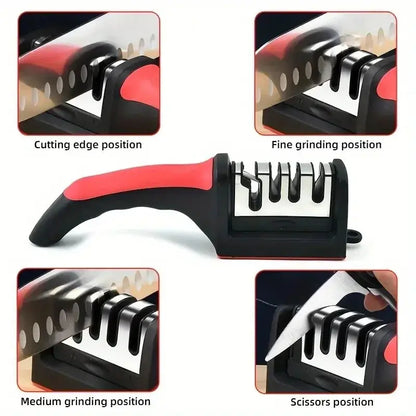 3-Segment Knife Sharpener Knife Sharpeners for Kitchen Knives Stainless Steel Three-Purpose Sharpening Stone for Kitchen Tools upscaleclicks