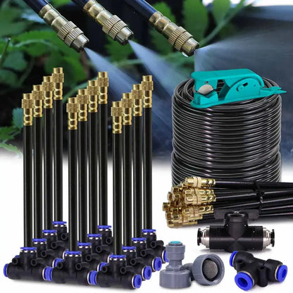 30-5m 1/4" 4/6mm Misting Cooling System 360° Free-bend Adjustable Nozzle Atomizer Sprayer for Outdoor Garden Irrigation Watering upscaleclicks