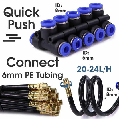 30-5m 1/4" 4/6mm Misting Cooling System 360° Free-bend Adjustable Nozzle Atomizer Sprayer for Outdoor Garden Irrigation Watering upscaleclicks