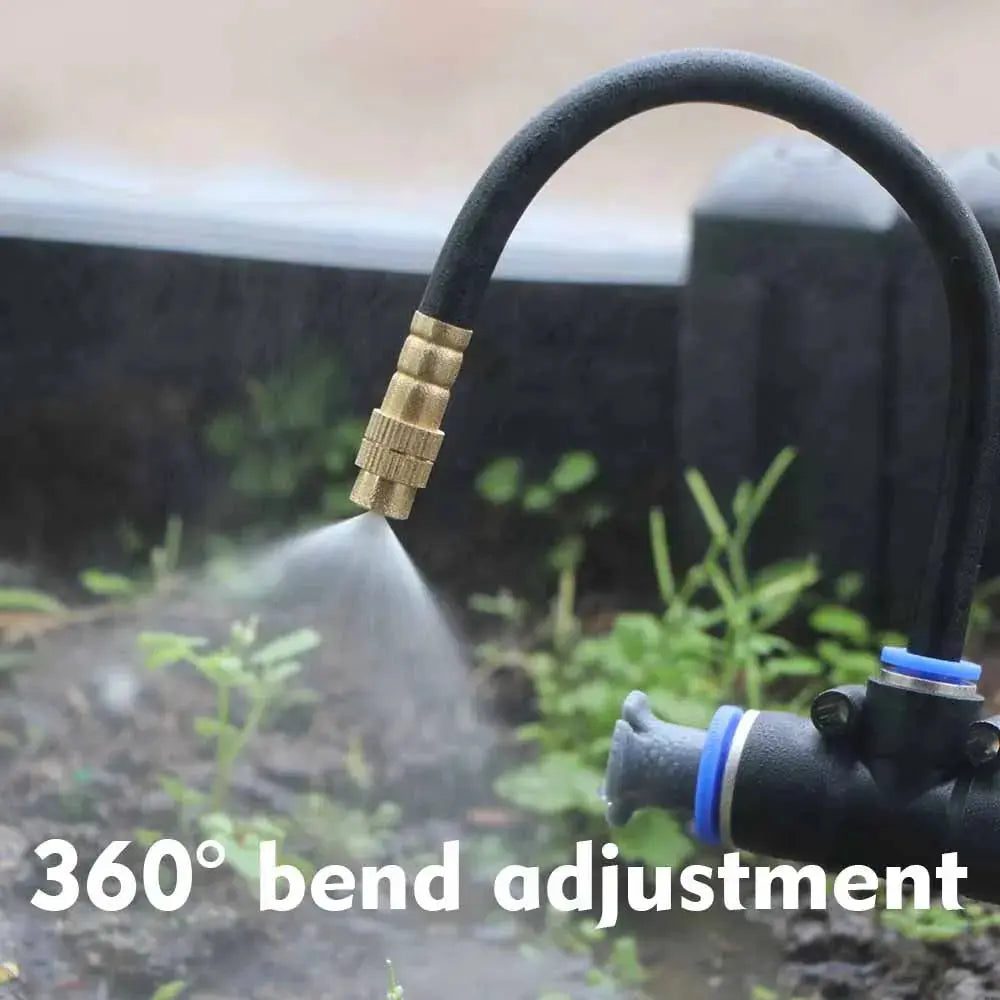 30-5m 1/4" 4/6mm Misting Cooling System 360° Free-bend Adjustable Nozzle Atomizer Sprayer for Outdoor Garden Irrigation Watering upscaleclicks