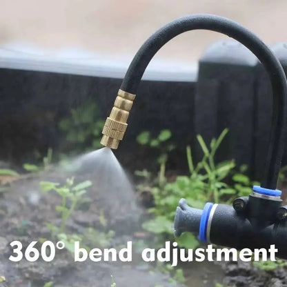 30-5m 1/4" 4/6mm Misting Cooling System 360° Free-bend Adjustable Nozzle Atomizer Sprayer for Outdoor Garden Irrigation Watering upscaleclicks