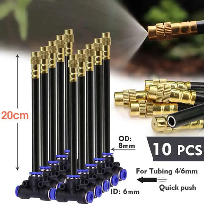 30-5m 1/4" 4/6mm Misting Cooling System 360° Free-bend Adjustable Nozzle Atomizer Sprayer for Outdoor Garden Irrigation Watering upscaleclicks