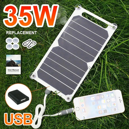 35W Sunpower Portable Solar Panel 5V Solar Plate WithUSB Safe Stabilize Charger ForPower Bank Phone Outdoor Camping Home RV Gift upscaleclicks