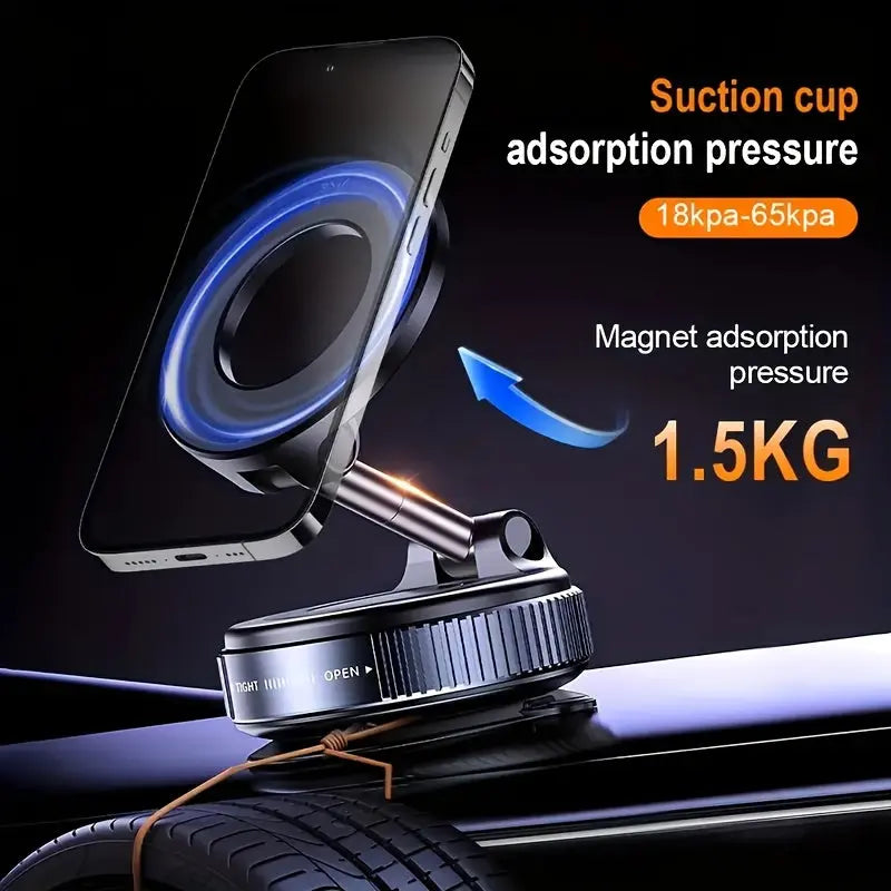360° Rotating Magnetic Phone Holder, Foldable and Extendable, Suitable for iPhone 16/15/14/12, ABS Material, Not Waterproof, Multi-Scene Use in Shower/Gym/Smooth Surfaces, One Piece, Black, Equipped with Back Magnet Ring upscaleclicks