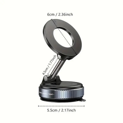 360° Rotating Magnetic Phone Holder, Foldable and Extendable, Suitable for iPhone 16/15/14/12, ABS Material, Not Waterproof, Multi-Scene Use in Shower/Gym/Smooth Surfaces, One Piece, Black, Equipped with Back Magnet Ring upscaleclicks