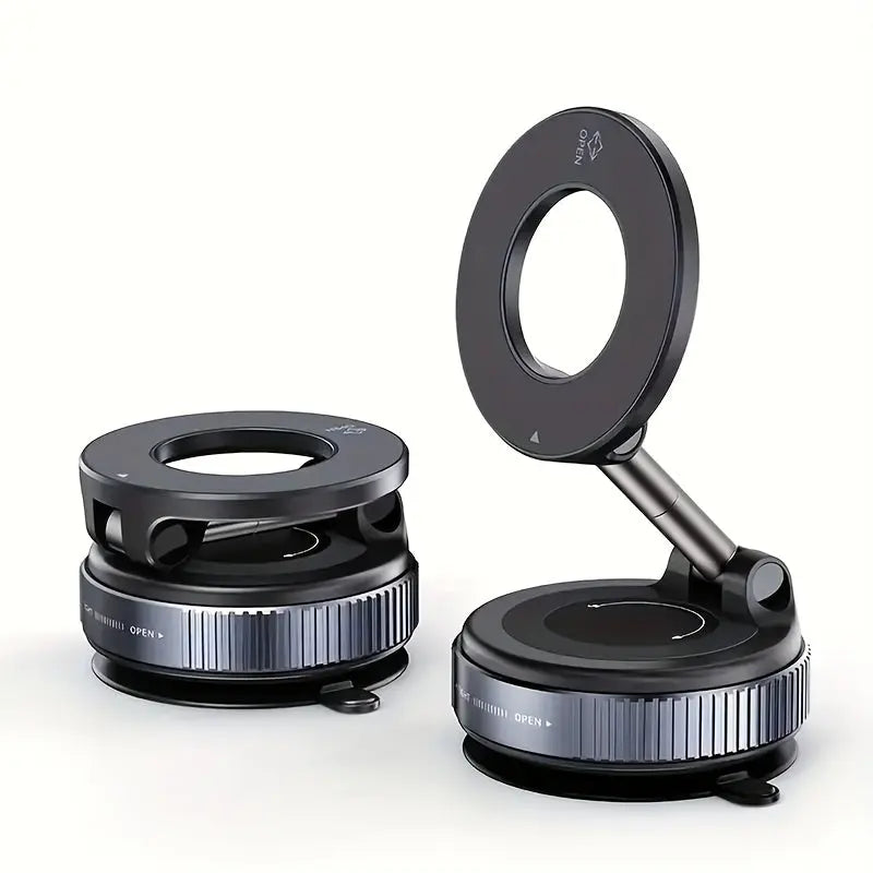 360° Rotating Magnetic Phone Holder, Foldable and Extendable, Suitable for iPhone 16/15/14/12, ABS Material, Not Waterproof, Multi-Scene Use in Shower/Gym/Smooth Surfaces, One Piece, Black, Equipped with Back Magnet Ring upscaleclicks
