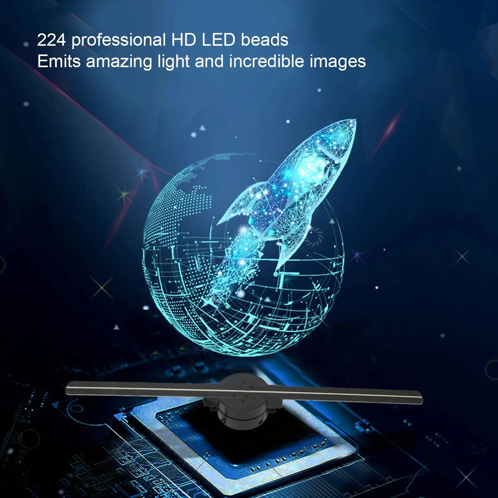 3D Hologram Fan 16.5in 2000x224 WiFi 3D Projector with 224 LED Light Beads for Business Store Advertising upscaleclicks