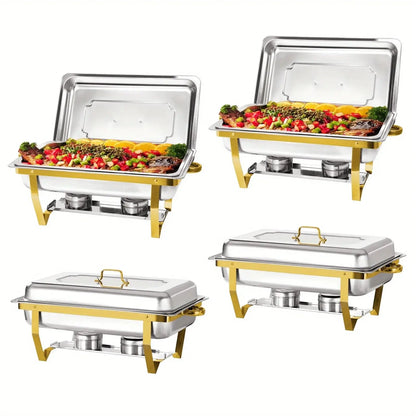 4 Pack 8QT Chafing Dish Buffet Set Stainless Steel Food Warmer Chafer Complete  Chafing Fuel Holder for Party Catering, upscaleclicks