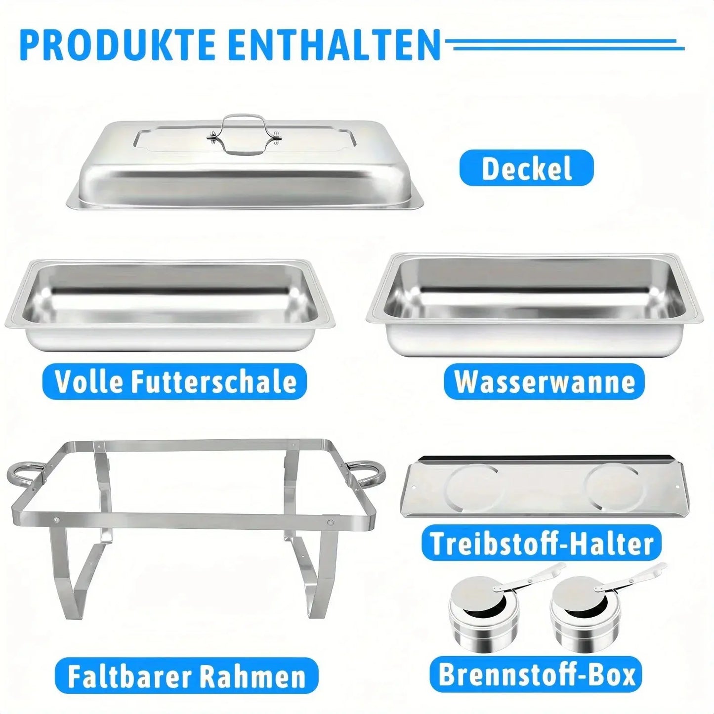 4 Pack 8QT Chafing Dish Buffet Set Stainless Steel Food Warmer Chafer Complete  Chafing Fuel Holder for Party Catering, upscaleclicks
