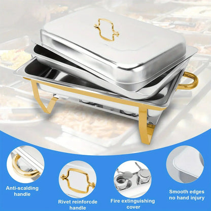 4 Pack 8QT Chafing Dish Buffet Set Stainless Steel Food Warmer Chafer Complete  Chafing Fuel Holder for Party Catering, upscaleclicks
