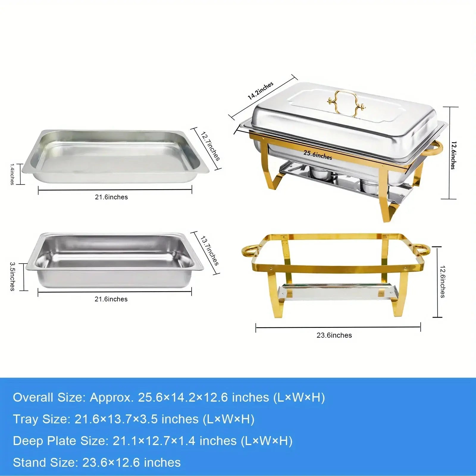 4 Pack 8QT Chafing Dish Buffet Set Stainless Steel Food Warmer Chafer Complete  Chafing Fuel Holder for Party Catering, upscaleclicks