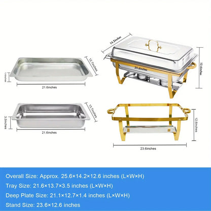 4 Pack 8QT Chafing Dish Buffet Set Stainless Steel Food Warmer Chafer Complete  Chafing Fuel Holder for Party Catering, upscaleclicks