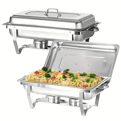 4 Pack 8QT Chafing Dish Buffet Set Stainless Steel Food Warmer Chafer Complete  Chafing Fuel Holder for Party Catering, upscaleclicks