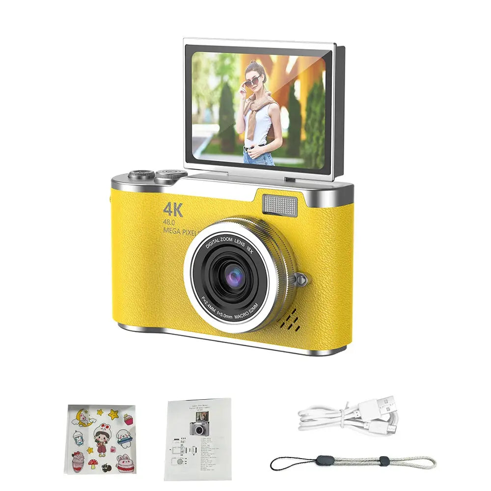 4K CCD 8X Digital Zoom Digital Camera for Student 48MP Compact Digital Photography Camera 180 Flip Screen Selfile Camera upscaleclicks