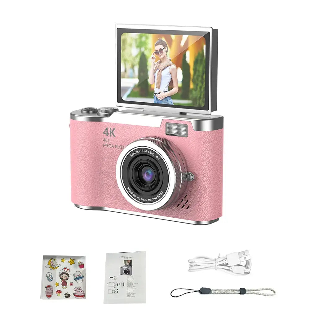 4K CCD 8X Digital Zoom Digital Camera for Student 48MP Compact Digital Photography Camera 180 Flip Screen Selfile Camera upscaleclicks