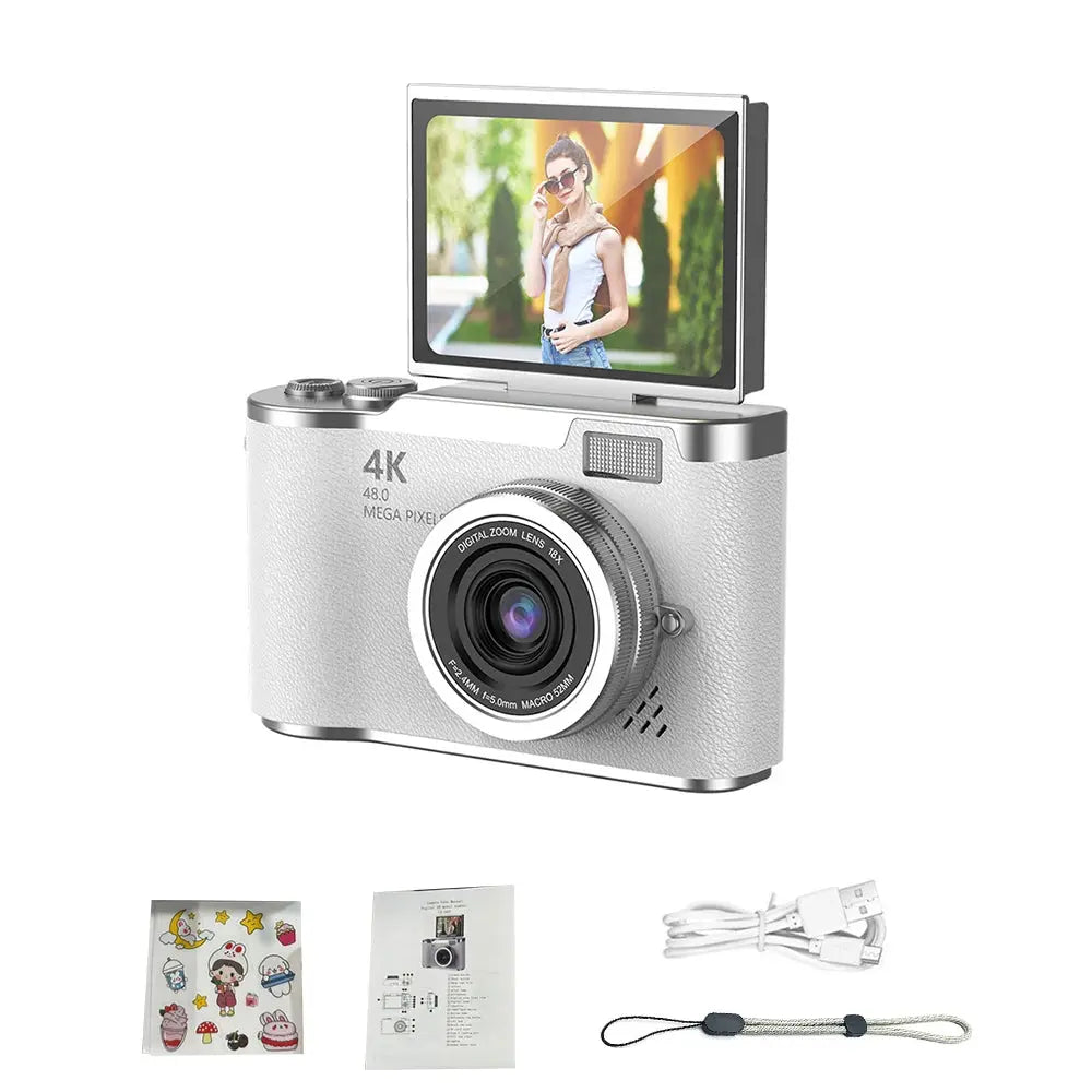 4K CCD 8X Digital Zoom Digital Camera for Student 48MP Compact Digital Photography Camera 180 Flip Screen Selfile Camera upscaleclicks