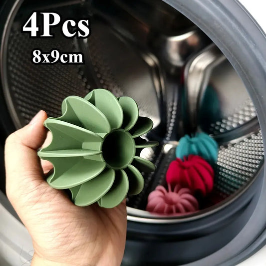 4PCS Laundry Ball Reusable Silicone Clothes Hair Cleaning Tools Pet Hair Remover Washing Machine Cat Hair Catcher Laundry Ball upscaleclicks