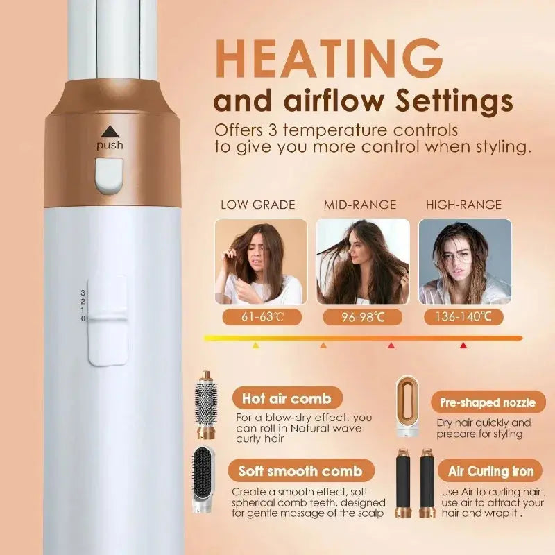 5 in 1 Hair Dryer Hot Comb Set Professional Curling Iron Hair Straightener Styling Tool For Dyson Airwrap Hair Dryer Household upscaleclicks