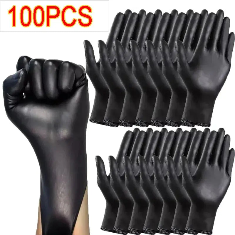 50/10PCS Disposable Black Nitrile Gloves Latex Free Waterproof Durable Suitable for Kitchen Food Processing Beauty SalonFamily upscaleclicks