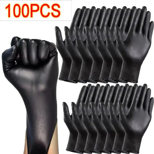 50/10PCS Disposable Black Nitrile Gloves Latex Free Waterproof Durable Suitable for Kitchen Food Processing Beauty SalonFamily upscaleclicks