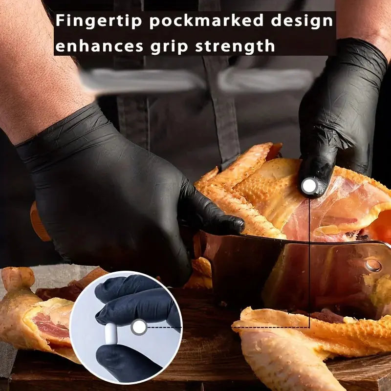 50/10PCS Disposable Black Nitrile Gloves Latex Free Waterproof Durable Suitable for Kitchen Food Processing Beauty SalonFamily upscaleclicks
