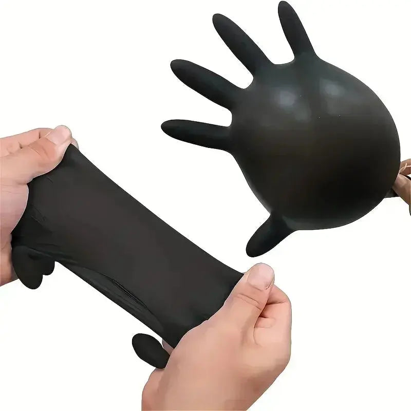 50/10PCS Disposable Black Nitrile Gloves Latex Free Waterproof Durable Suitable for Kitchen Food Processing Beauty SalonFamily upscaleclicks