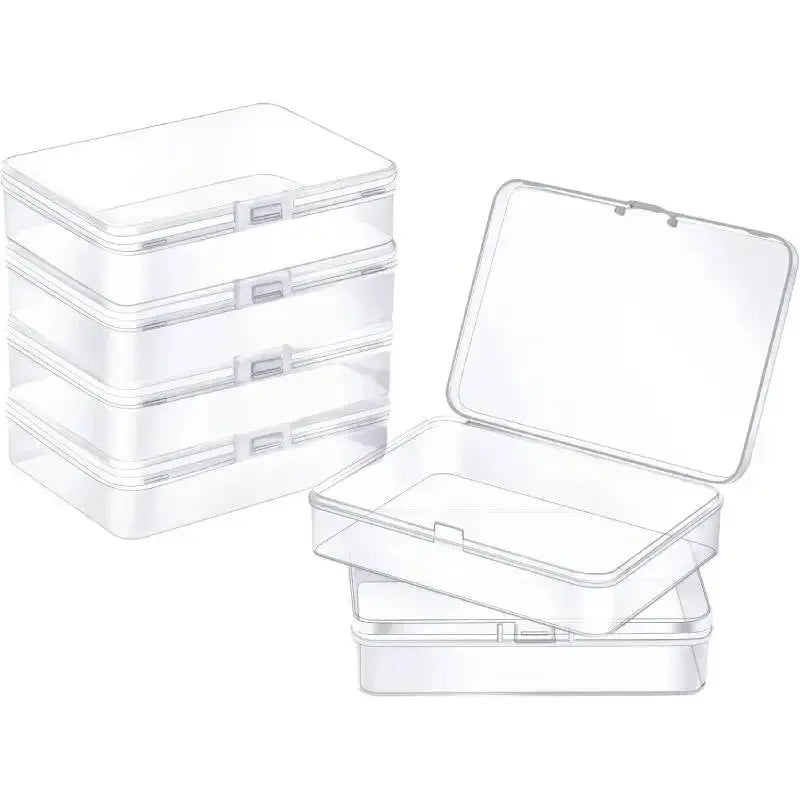 5pcs Small Plastic Containers with Hinged Lids Rectangle Clear Storage Boxes for Card Crafts Learning Supplies Screws Battery upscaleclicks