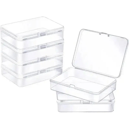 5pcs Small Plastic Containers with Hinged Lids Rectangle Clear Storage Boxes for Card Crafts Learning Supplies Screws Battery upscaleclicks