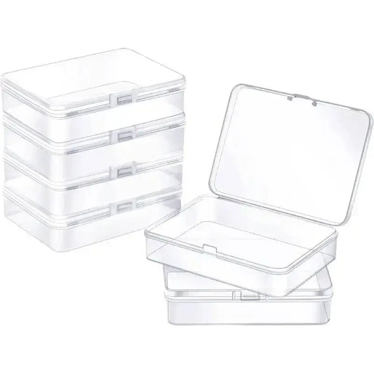 5pcs Small Plastic Containers with Hinged Lids Rectangle Clear Storage Boxes for Card Crafts Learning Supplies Screws Battery upscaleclicks